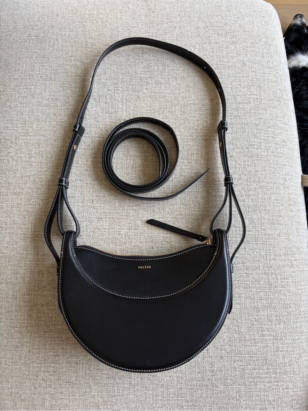 Polene Numero Dix Black with White Stitching and Dustbag